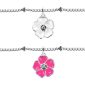Bracelet maille boule alternée fleur de sakura en acier inoxydable argenté
