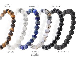 Bracelet homme en pierres naturelles - 8mm