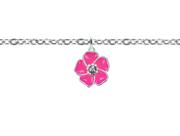 Bracelet chaînette fleur de sakura en acier inoxydable argenté