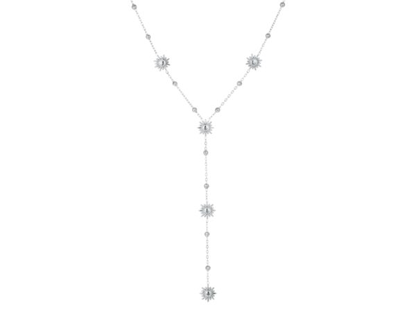 Collier cravate soleils en acier inoxydable argenté