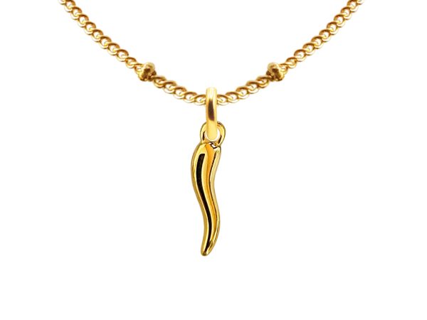 Collier maille boule alternée corne d'abondance en acier inoxydable doré