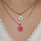 Collier chaîne maille forçat fleur de sakura en acier inoxydable doré