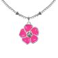Collier chaîne maille boule alternée fleur de sakura en acier inoxydable argenté