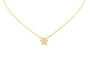 Collier étoile rehaussé d'oxydes de zirconium en acier inoxydable doré