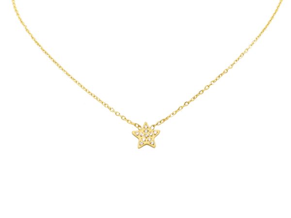 COLSTRCR-GOLD.jpg Collier étoile rehaussé d'oxydes de zirconium en acier inoxydable doré