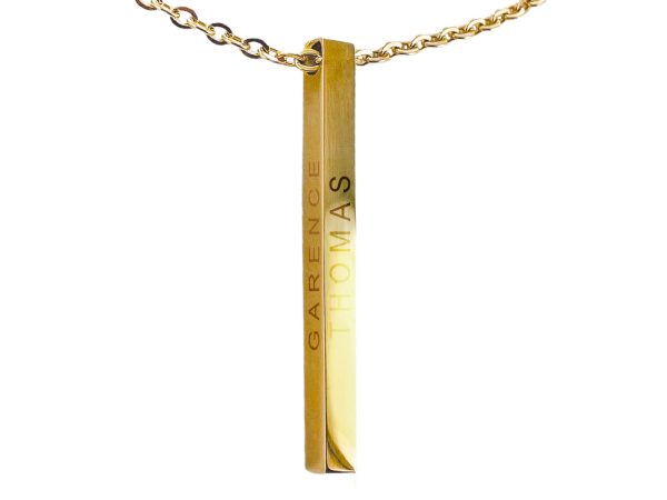 Collier prénoms lingot en acier à personnaliser pour lui