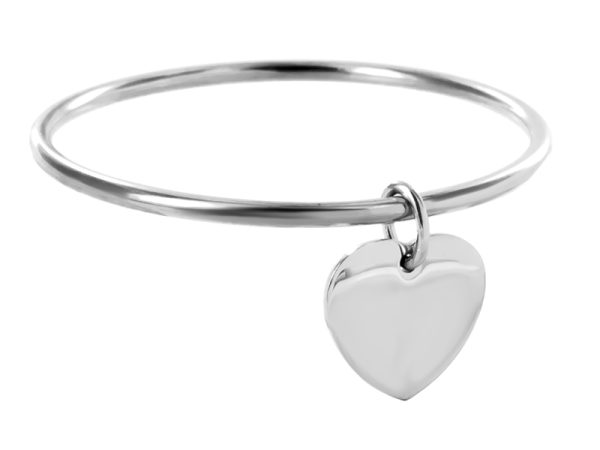 Bracelet jonc coeur acier à personnaliser