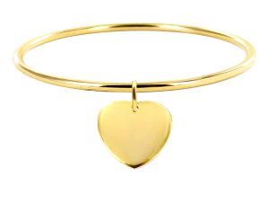 Bracelet jonc coeur acier doré à personnaliser