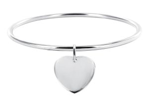 Bracelet jonc coeur acier à personnaliser