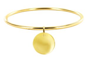 Bracelet jonc médaille acier doré à personnaliser