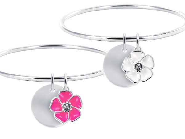 JNCFMED20SAK-RH-2.jpg Jonc rigide médaille ronde à personnaliser (20mm) et fleur de sakura (14mm) en acier inoxydable argenté