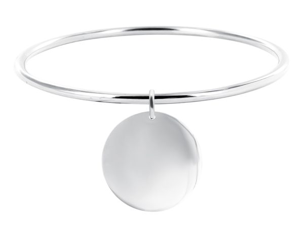 Bracelet jonc grande médaille acier à personnaliser