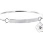 Jonc gourmette fleur de sakura en acier inoxydable argenté
