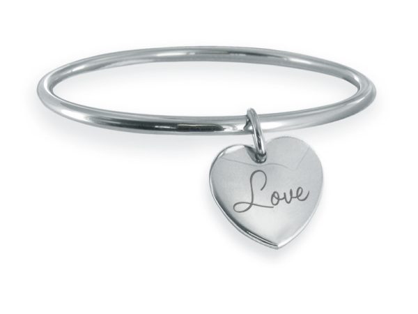 Bracelet jonc coeur acier à personnaliser