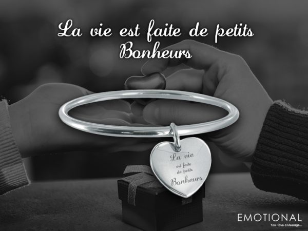 Bracelet jonc coeur acier à personnaliser