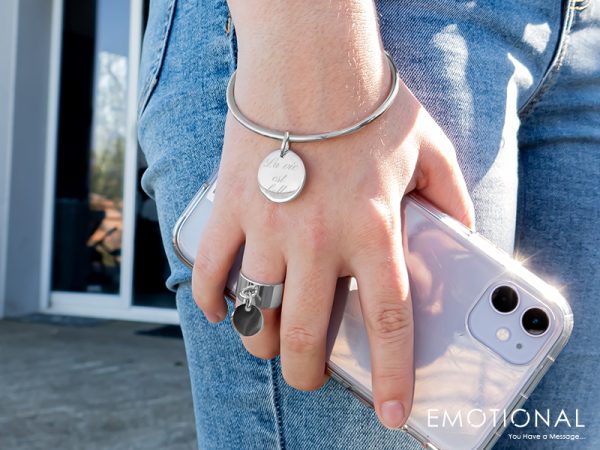 Bracelet jonc médaille acier à personnaliser