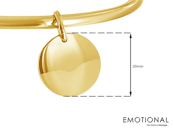 Bracelet jonc médaille acier doré à personnaliser