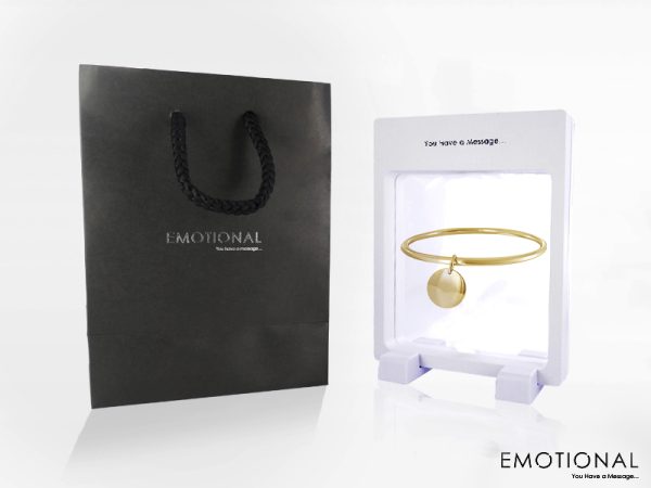 Bracelet jonc médaille acier doré à personnaliser