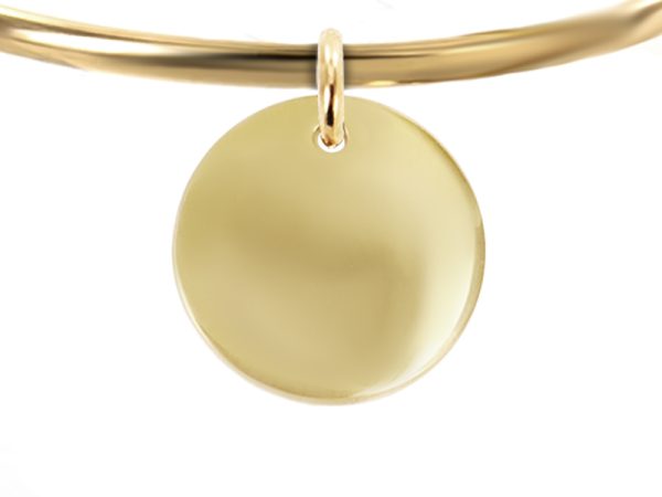 Bracelet jonc médaille acier doré à personnaliser