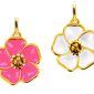 Pendentif fleur de sakura émail coloré en acier inoxydable doré
