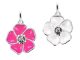 Pendentif fleur de sakura émail coloré en acier inoxydable argenté