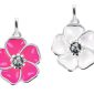 Pendentif fleur de sakura émail coloré en acier inoxydable argenté