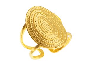Bague ajustable bohème ethnique en acier inoxydable doré
