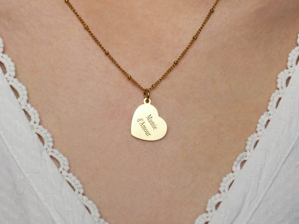 Collier maille boule alternée coeur à personnaliser