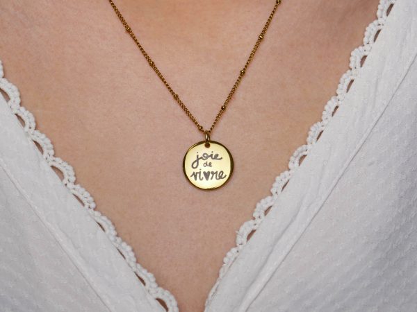 Collier maille boule alternée médaille à personnaliser