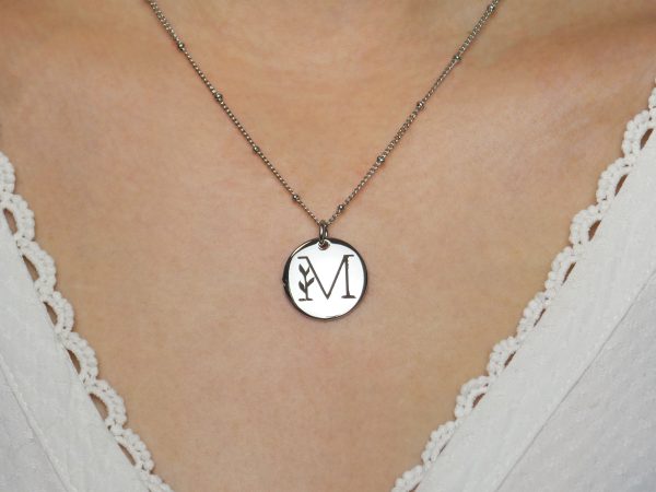 Collier maille boule alternée médaille à personnaliser