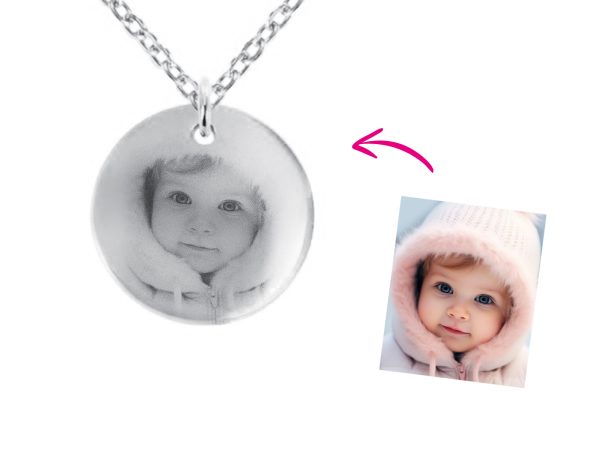 Collier médaille 20 mm à personnaliser avec photo