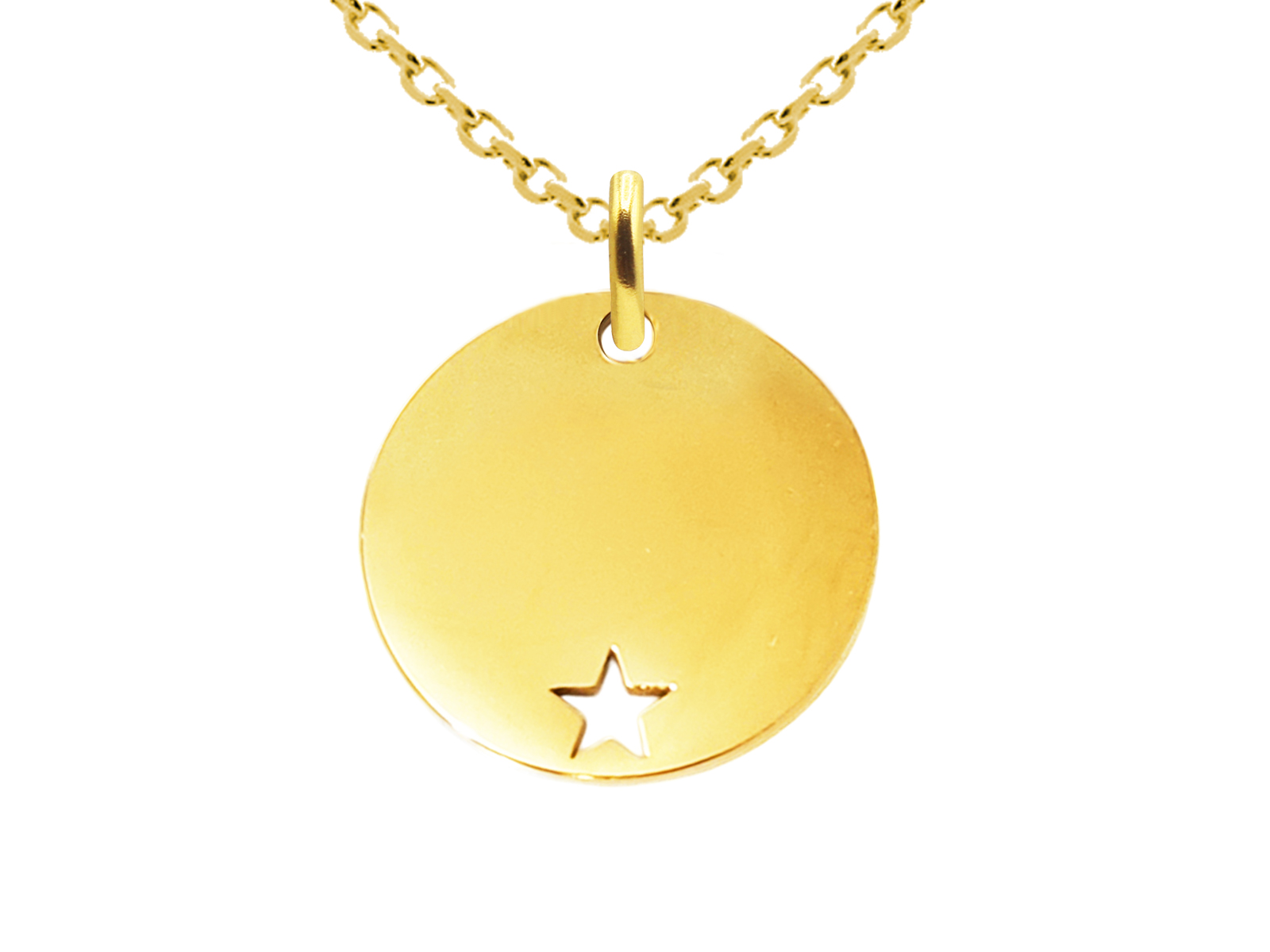 Collier acier doré médaille étoile à personnaliser