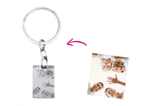 Porte-clés acier à personnaliser avec photo