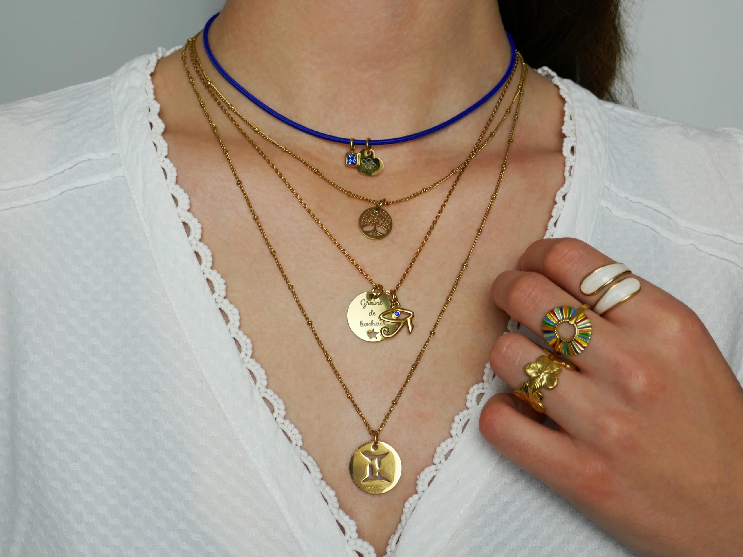 Collier acier doré médaille étoile à personnaliser