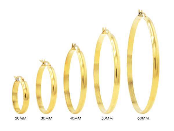 Créoles en acier inoxydable doré | Largeur: 4mm