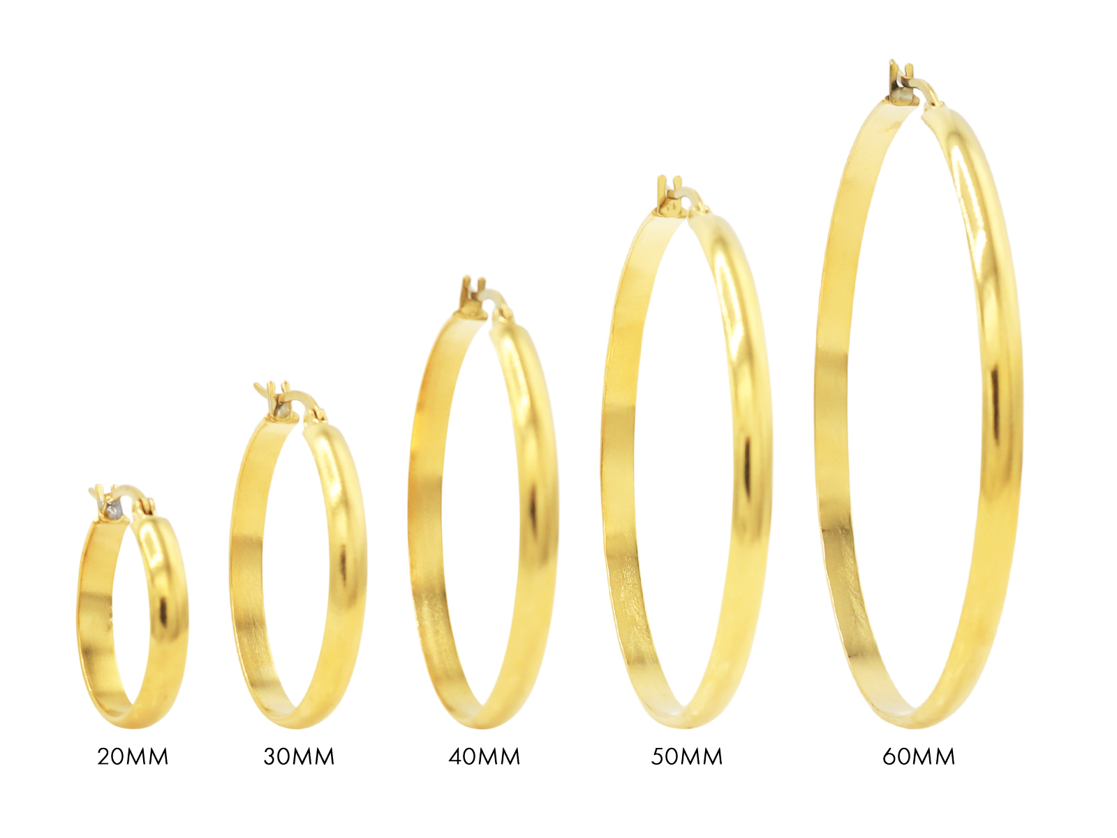 Créoles en acier inoxydable doré | Largeur: 4mm