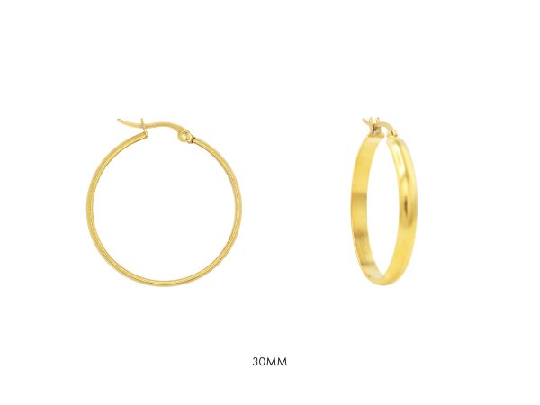 Créoles en acier inoxydable doré | Largeur: 4mm