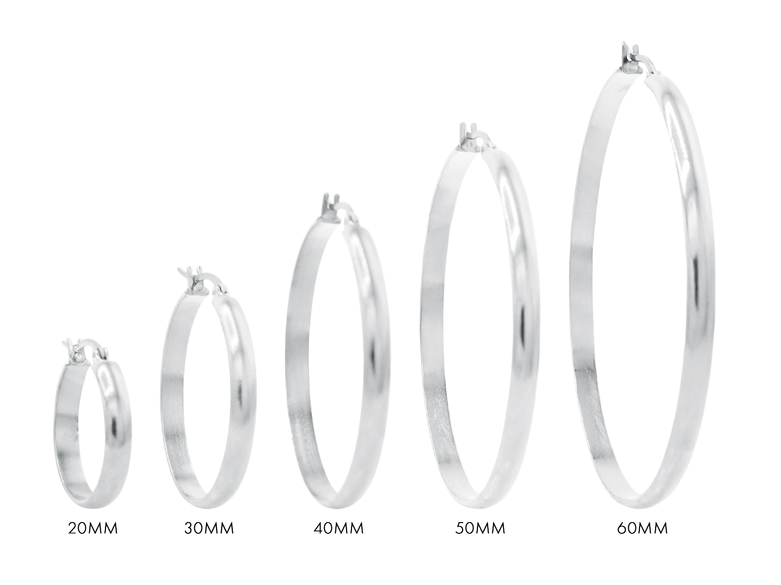 Créoles en acier inoxydable argenté | Largeur: 4mm