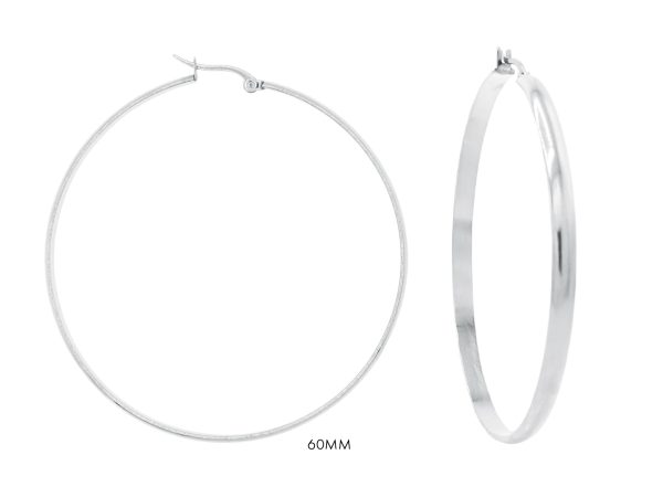 Créoles en acier inoxydable argenté | Largeur: 4mm