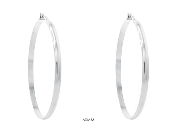 Créoles en acier inoxydable argenté | Largeur: 4mm