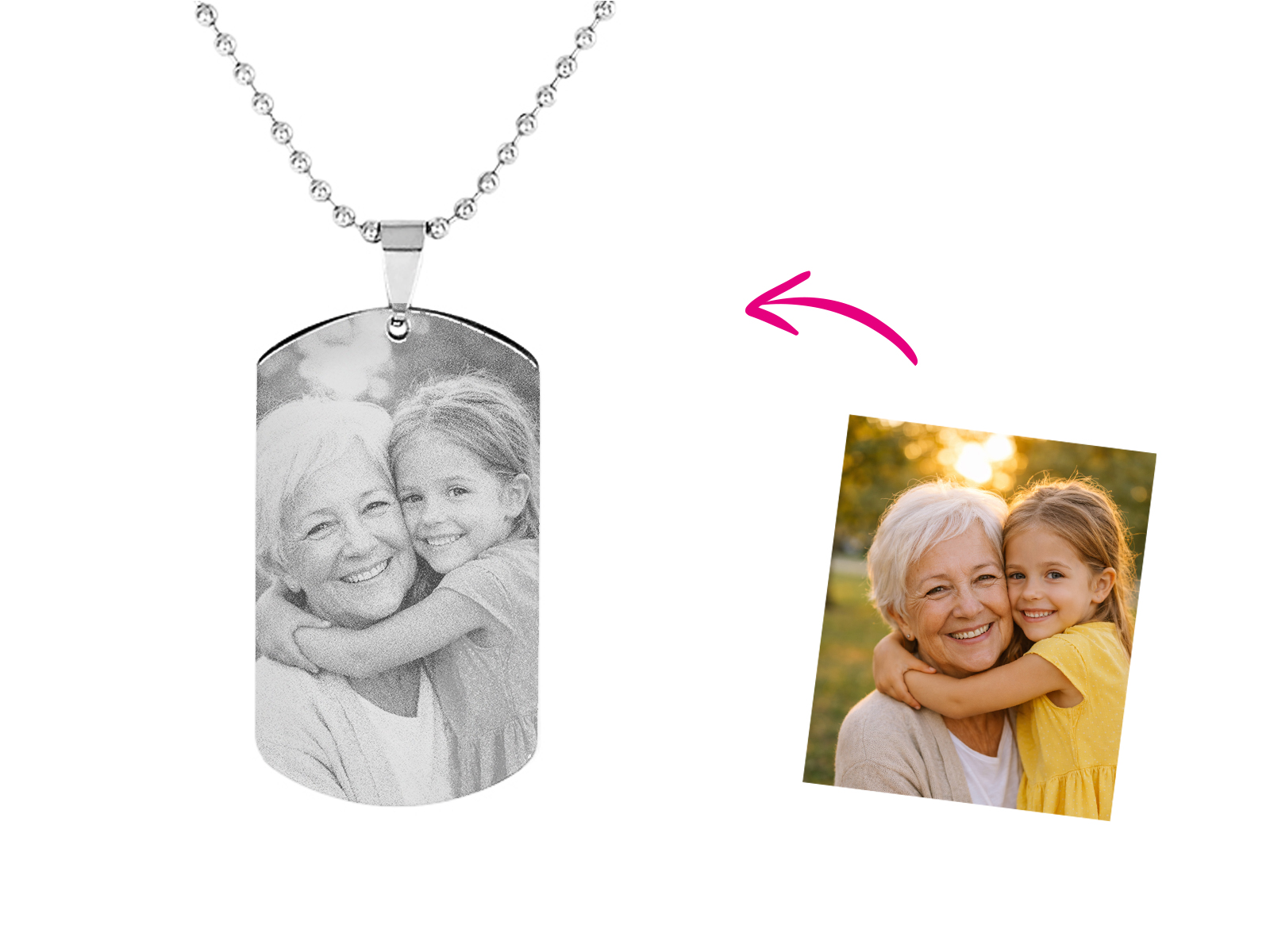 Collier plaque militaire acier à personnaliser avec photo