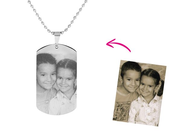 Collier plaque militaire acier à personnaliser avec photo