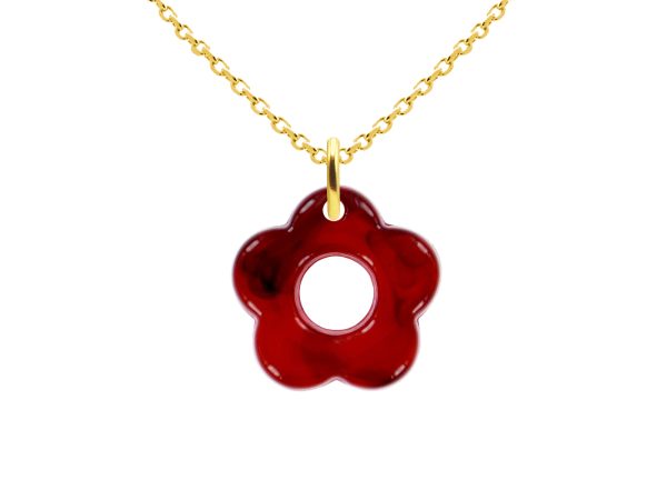 Collier chaîne maille forçat fleur colorée en acier inoxydable doré