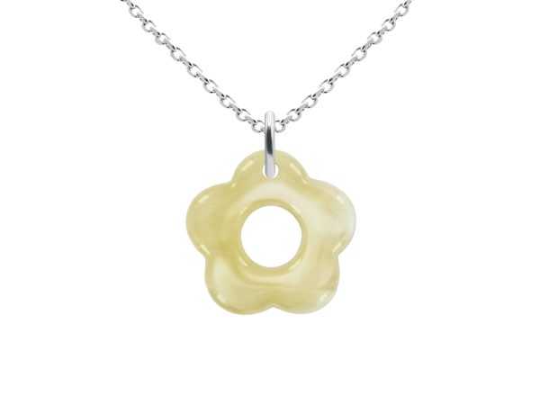Collier chaîne maille forçat fleur colorée en acier inoxydable argenté
