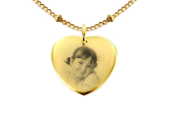 Collier maille fantaisie interball coeur 20mm à personnaliser avec photo