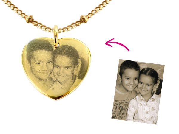 Collier maille fantaisie interball coeur 20mm à personnaliser avec photo