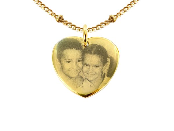 Collier maille fantaisie interball coeur 20mm à personnaliser avec photo