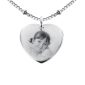 Collier maille boule alternée acier argenté coeur 20mm à personnaliser avec photo