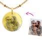 Collier maille boule alternée acier doré médaille 20 mm à personnaliser avec photo