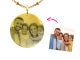 Collier maille boule alternée acier doré médaille 30 mm à personnaliser avec photo